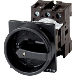EATON MAIN SWITCH - 50738 - P1-25/V/SVB-SW - Main switch, P1, 25 A, rear mounting, 3 pole, STOP function, With black rotary handle and locking ring, Lockable in the 0 (Off) position