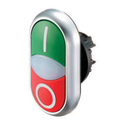 EATON - 216700 - M22-DDL-GR-X1/X0 - Double actuator pushbutton, RMQ-Titan, Actuators and indicator lights non-flush, momentary, White lens, green, 