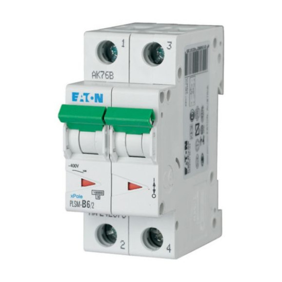EATON MCB - 242399 - PLSM-C6/2 - Miniature circuit breaker (MCB), 6A, 2p, type C characteristic