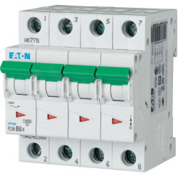 EATON MCB - 242606 - PLSM6/4 - Miniature circuit breaker (MCB), 6 A, 4p, characteristic: C
