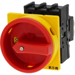 EATON MAIN SWITCH - 81438 - P1-32/EA/SVB - Main switch, P1, 32 A, flush mounting, 3 pole, Emergency switching off function, With red rotary handle